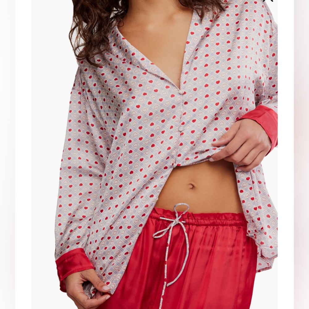 Free People Dreamy Days Print Pajamas heart print vintage